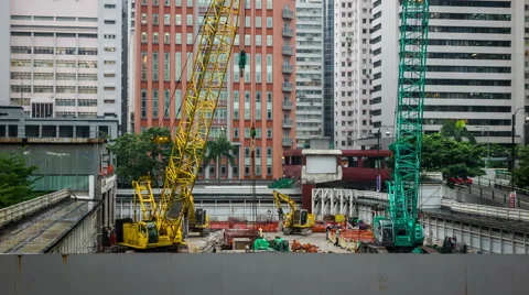 Construction Site in Hong Kong Stock Footage 56149701
