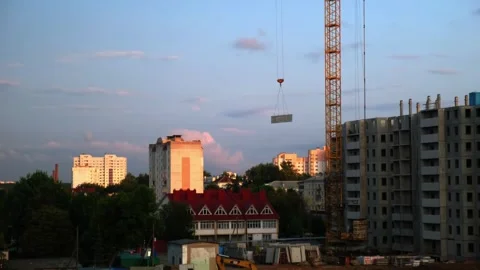Construction site, house construction, skyscraper construction Stock Footage 250411466