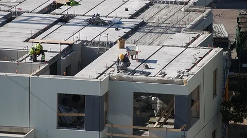 Construction site of house Stock Footage 128855790