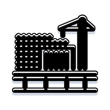 Construction site icon with building elements and crane Ilustración de archivo