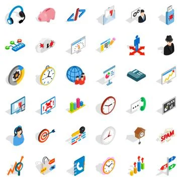 Construction site icons set, isometric style Stock Illustration