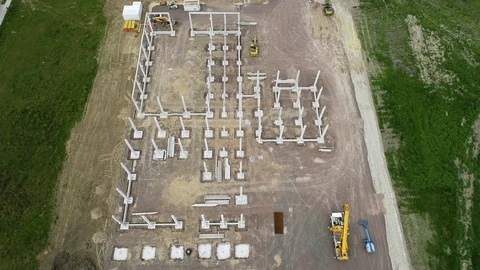Construction site of an industrial building - aerial view 動画素材 106908309