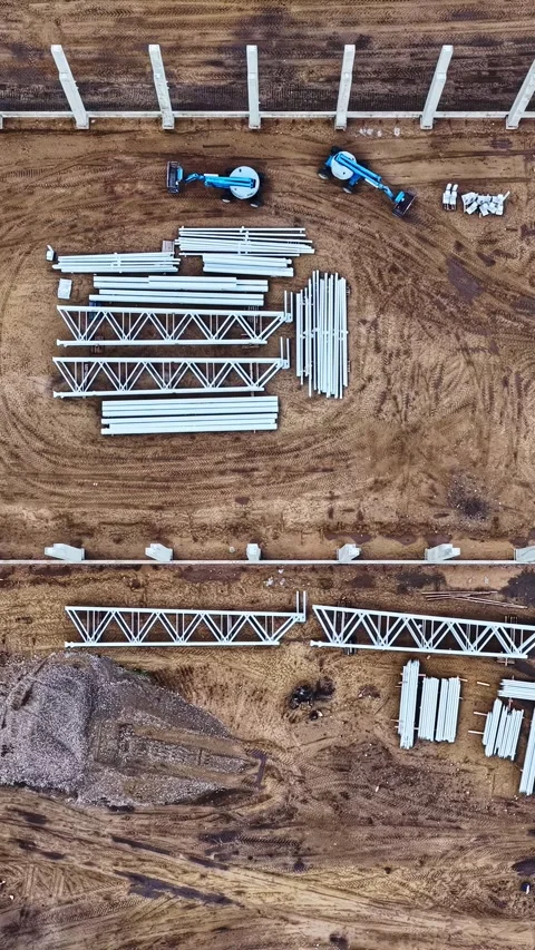 Construction Site - Industrial Zone - Aerial Shot Stock Footage 337748730