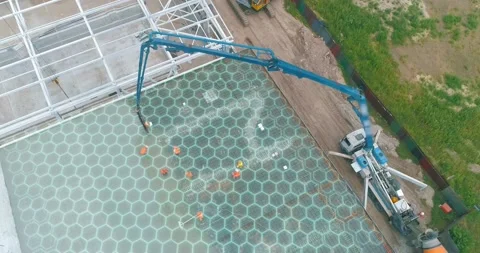 Construction site with infographic from the air. Visualization of modern Видео 166521193