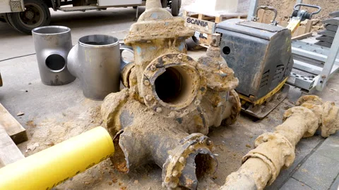 Construction site - installation of district heating lines 動画素材 301564677