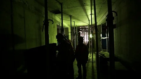 Construction site interior dark Stock Footage 77100517