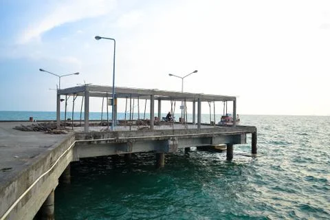 Construction site on Jetty Foto stock