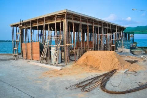 Construction site on Jetty Foto stock