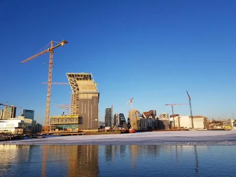 Construction site of a Lambda Munch museum in Sorenga area, Oslo, Norway Stock Photos