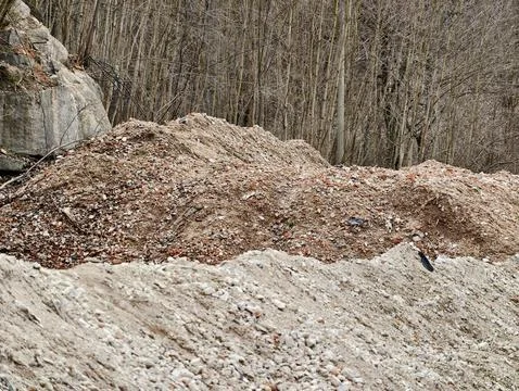 Construction Site Landscape. Abandoned Construction Yard With Spoil Heaps A.. Stock Photos