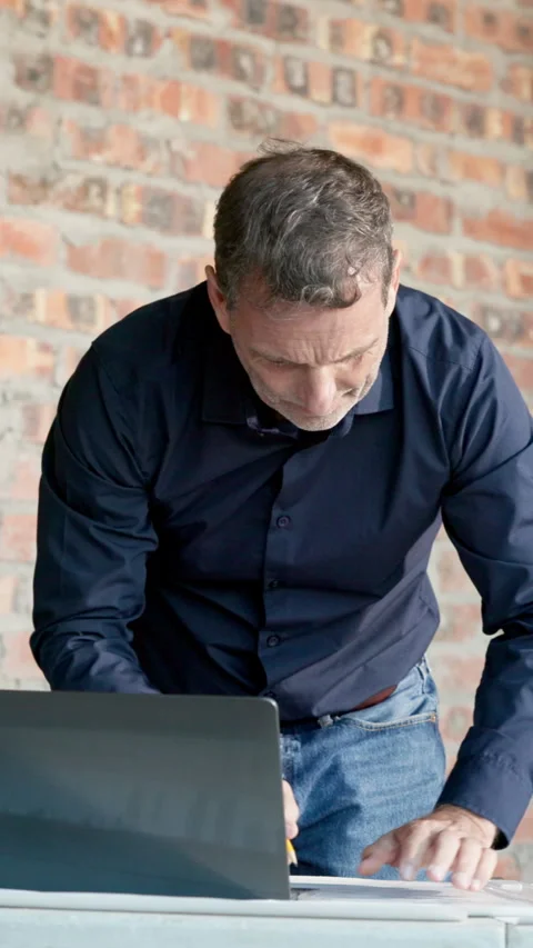 Construction site, laptop or man with writing for blueprint correction, drawing Stock Footage 337534787