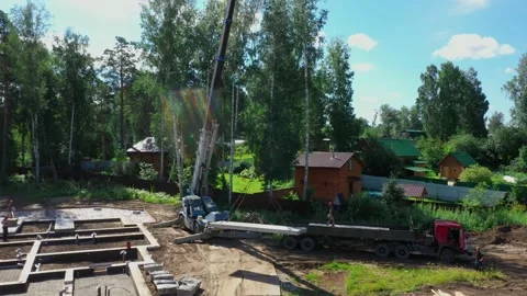 Construction site. Laying of slabs, bricks, concrete mortar. Stock Footage 167590630