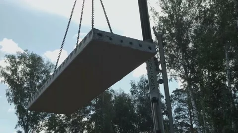 Construction site. Laying of slabs, bricks, concrete mortar. Stock Footage 167590727