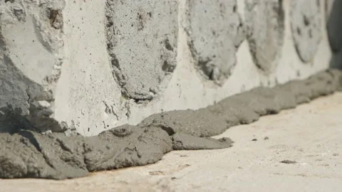 Construction site. Laying of slabs, bricks, concrete mortar. Stock Footage 167590746