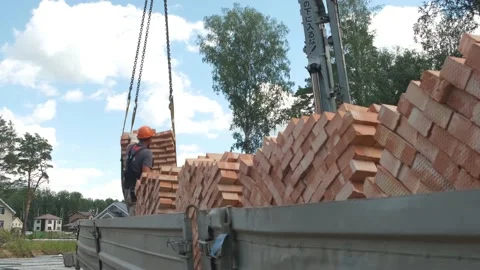 Construction site. Laying of slabs, bricks, concrete mortar. Stock Footage 167590783