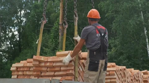 Construction site. Laying of slabs, bricks, concrete mortar. Stock Footage 167590801