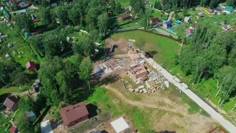 Construction site. Laying of slabs, bricks, concrete mortar. Stock Footage 167590838