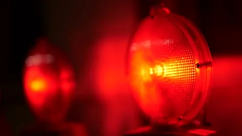 Construction site lights at night Stock Footage 144453259