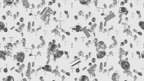 Construction site loop tile falling with alpha. This 3d animation with an Stock Footage 267679904