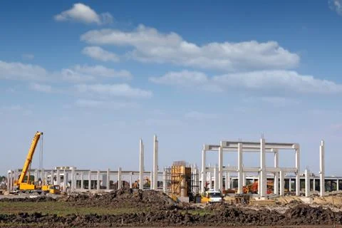 Construction site with machinery 스톡 사진