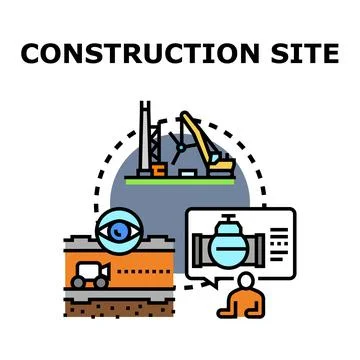 Construction site management planning and monitoring engineering Stock Illustration