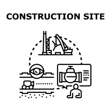 Construction site management planning and monitoring engineering Stock Illustration