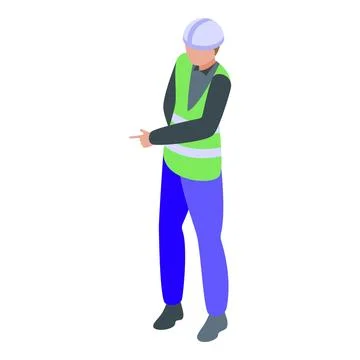 Construction site manager giving instructions wearing safety vest and hard hat Stock Illustration