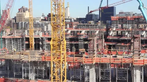 Construction site with many hardhats Stock Footage 187763616