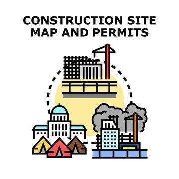 Construction site map and permits concept イラスト素材