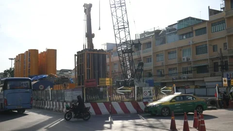 Construction site for mass transit system Stock Footage 255999481