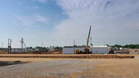 Construction site of meat processing plant 스톡 동영상 157059623