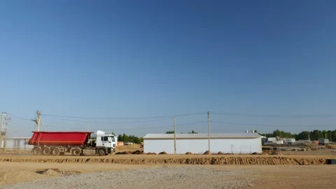 Construction site of meat processing plant Stockbeeldmateriaal 157059641
