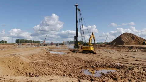 Construction site of meat processing plant Stockbeeldmateriaal 159365365