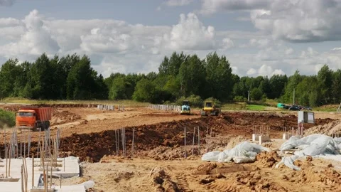 Construction site of meat processing plant 스톡 동영상 160139177