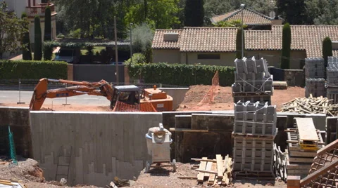 Construction Site, a messy construction site of a private house  Stock Footage 54501602