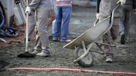 Construction site mixing concrete Stock Footage 153549848