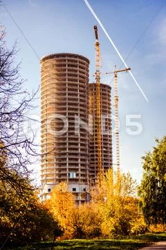 Construction site of modern building Stock Photos