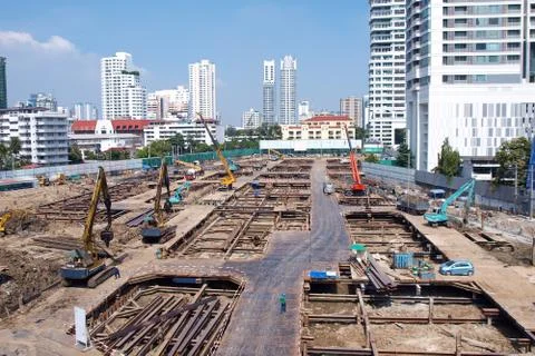 Construction site of modern building Stock Photos