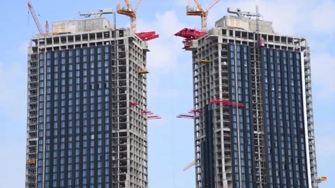 Construction site of modern buildings Stock Footage 277657154