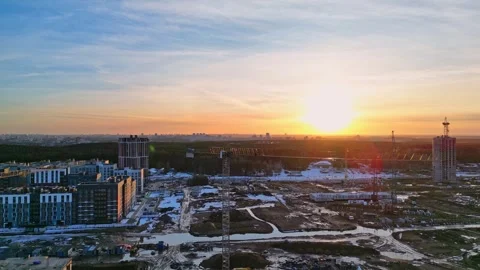 Construction site of the modern district Stock Footage 240818359