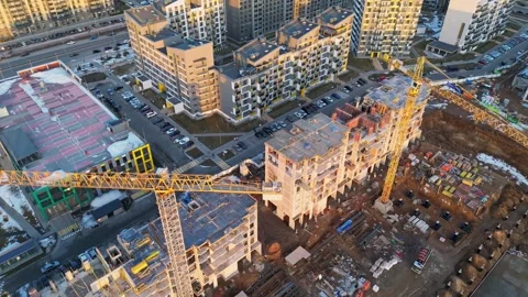 Construction site of the modern district Stock Footage 240818425