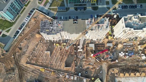 Construction site of the modern district Stockbeeldmateriaal 240818707