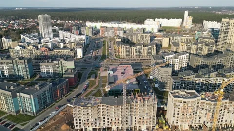 Construction site of the modern district Stock Footage 240818905