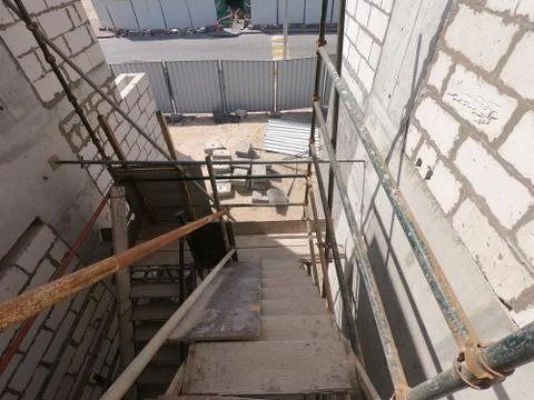 Construction Site of a modern house on a plot of land. No People present. Stock Photos