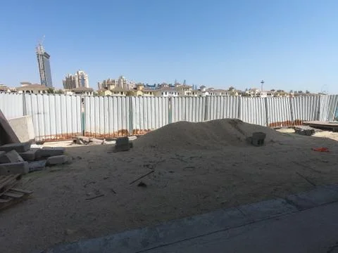 Construction Site of a modern house on a plot of land. No People present. Stock Photos