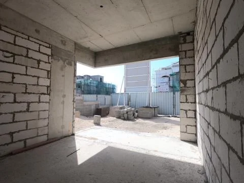 Construction Site of a modern house on a plot of land. No People present. Фото