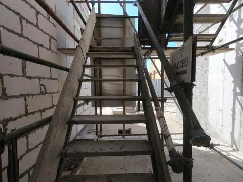 Construction Site of a modern house on a plot of land. No People present. Stock Photos