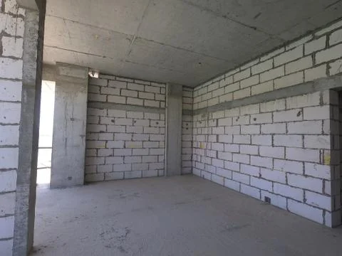 Construction Site of a modern house on a plot of land. No People present. Stock Photos