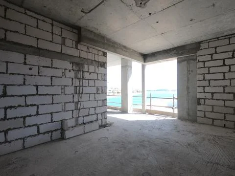 Construction Site of a modern house on a plot of land. No People present. Stock Photos