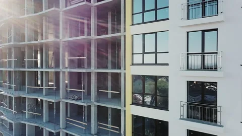 Construction site with monolith frames of new multi story buildings Stock Footage 156050137